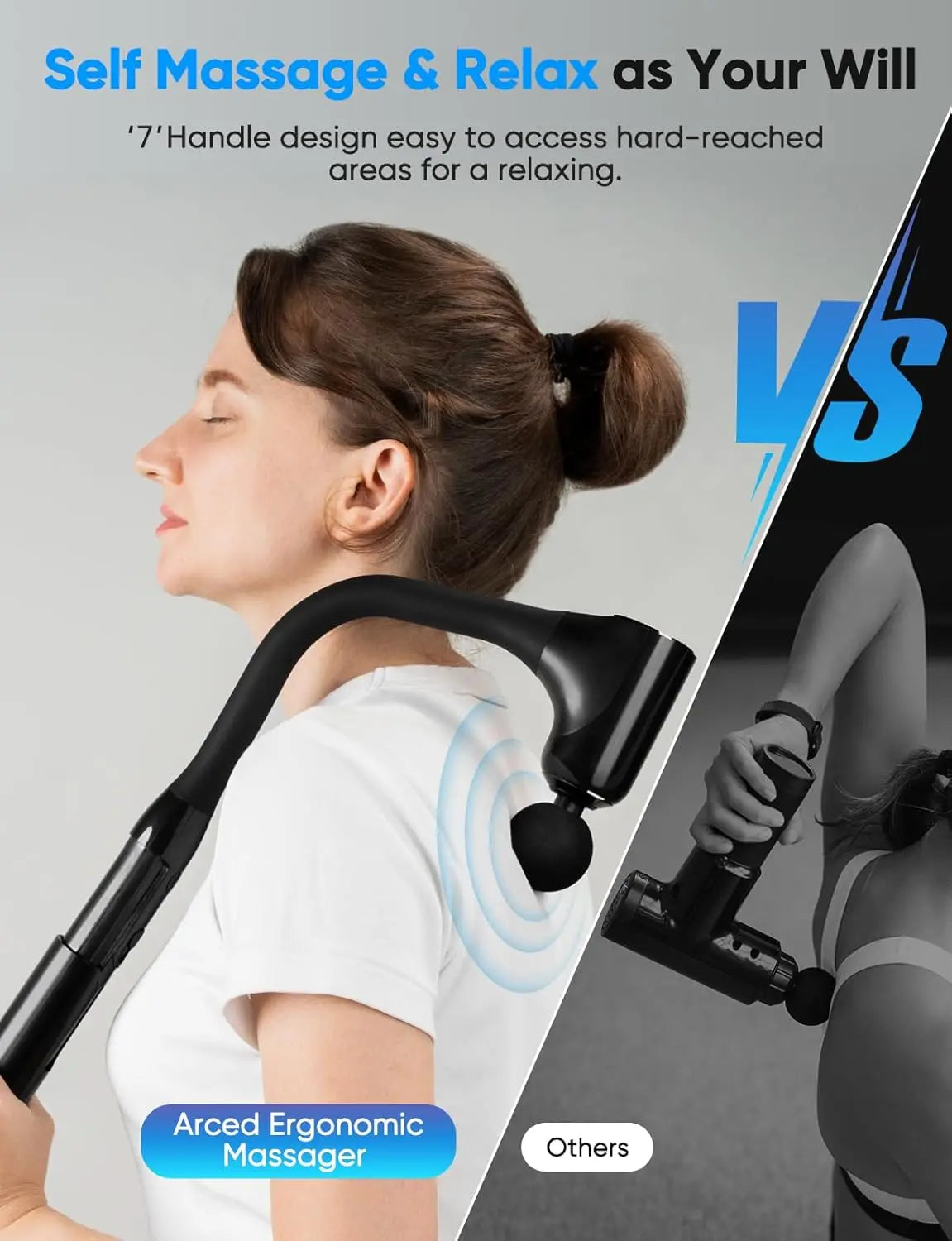 Handheld Deep Muscle Massage Gun Fitness Muscle Fascia Gun for Relief of Sore Muscles Post-Exercising Back Massager