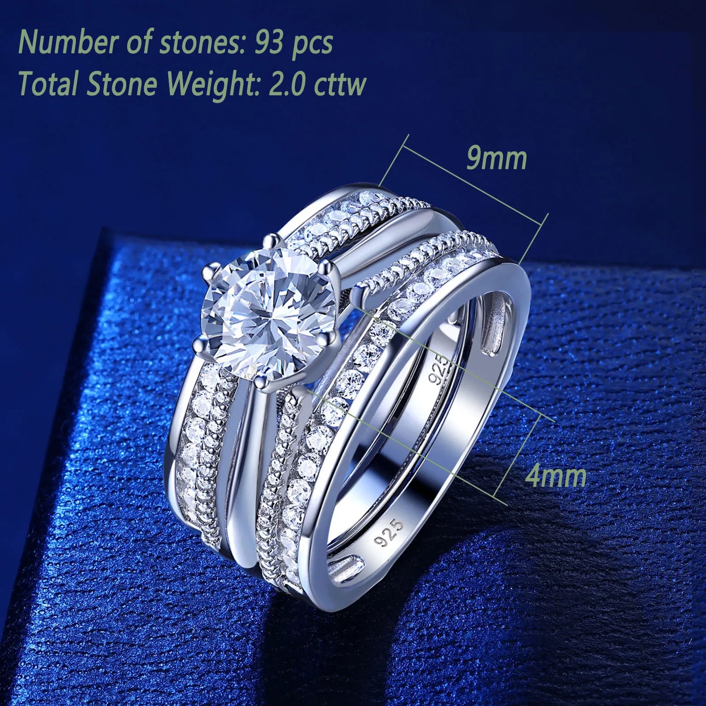 Newshe 2 Pcs Wedding Ring Set 925 Sterling Silver Yellow Gold Simulated Diamond CZ Engagement Rings for Women Luxury Jewelry - Uknowucme
