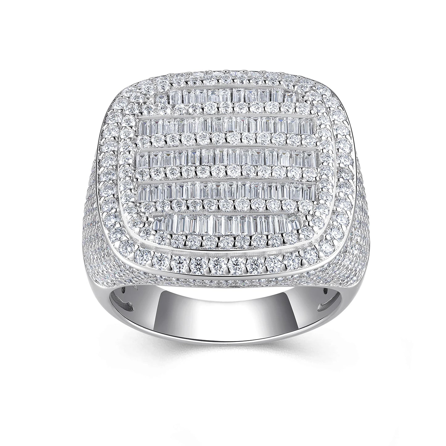 JIUZUAN Moissanite Ring 925 sterling silver 18K gold plated Elegant pave design Suitable for men GRA certificate included. - Uknowucme