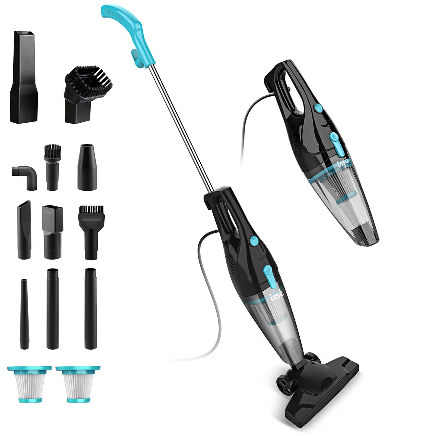 INSE R3S Corded Stick Vacuum Cleaner with Cable 2 in 1 Bagless Lightweight Stick Vacuum for Pet Hair Hard Floor Home - Uknowucme