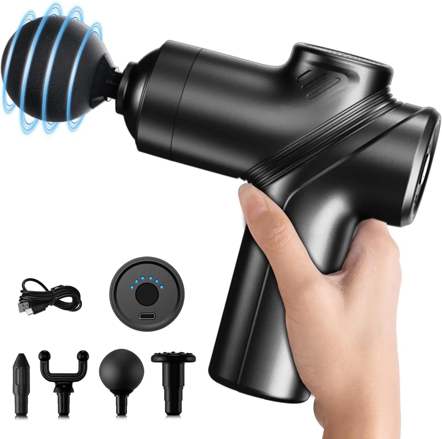 Massage Gun Silent Brushless Motor Portable Massager with 4 Interchangeable Head Deep Muscle Relief and Relaxation Gifts