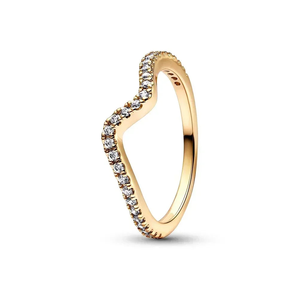 New High Quality 925 Sterling Silver pretty Radiant Heart Pavé Signet Ring Sparkling Wave ME Pavé & Red Dual Ring DIY Gift - Uknowucme