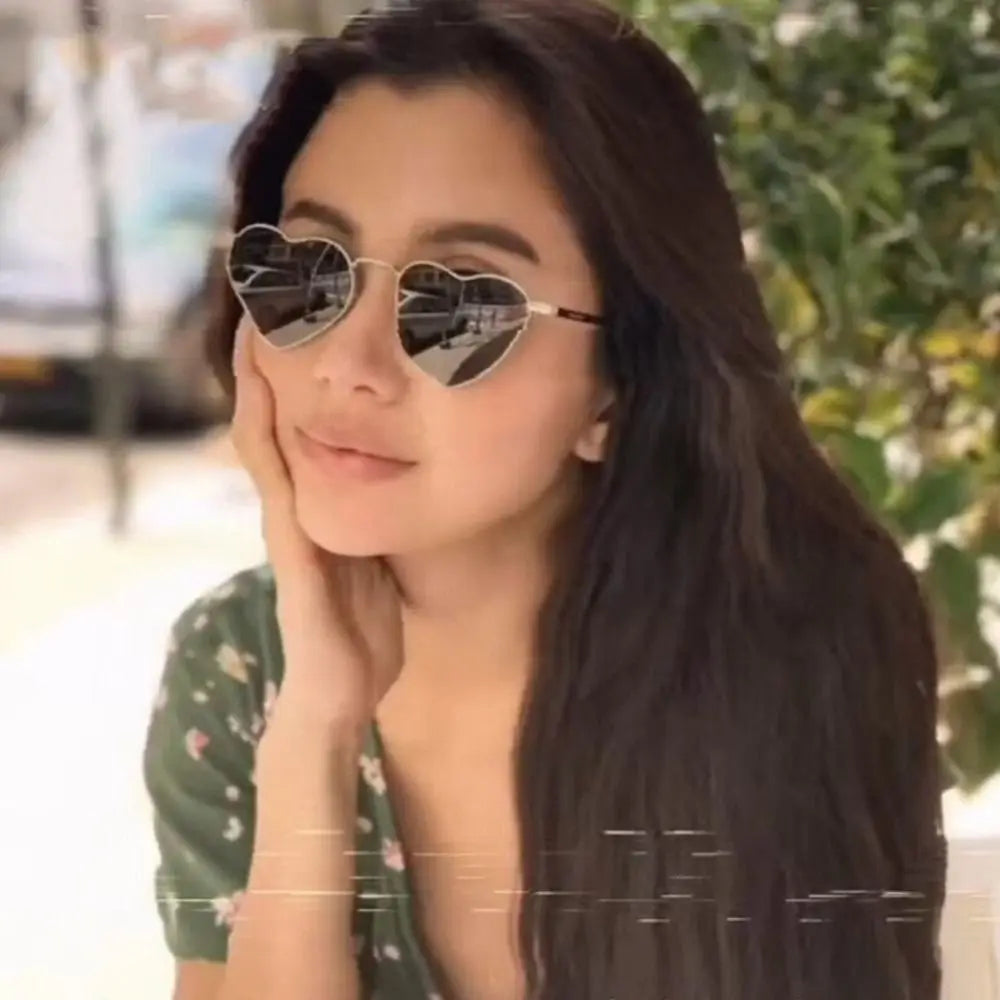 Heart-Shaped Sunglasses Heart Sun Glasses Shades Vintage 90s Glasses UV400 Protection Metal Frame Sunglasses Fancy Accessories - Uknowucme