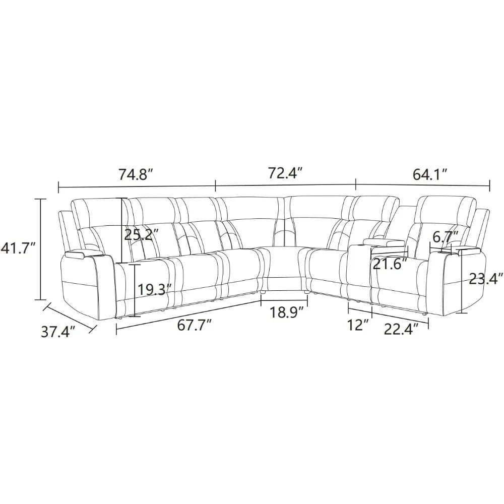 Power Recliner Sectional Sofa with LED Light, Breathing Leather Power Reclining Sofa, Sectional Reclining sofas with USB Port - Uknowucme