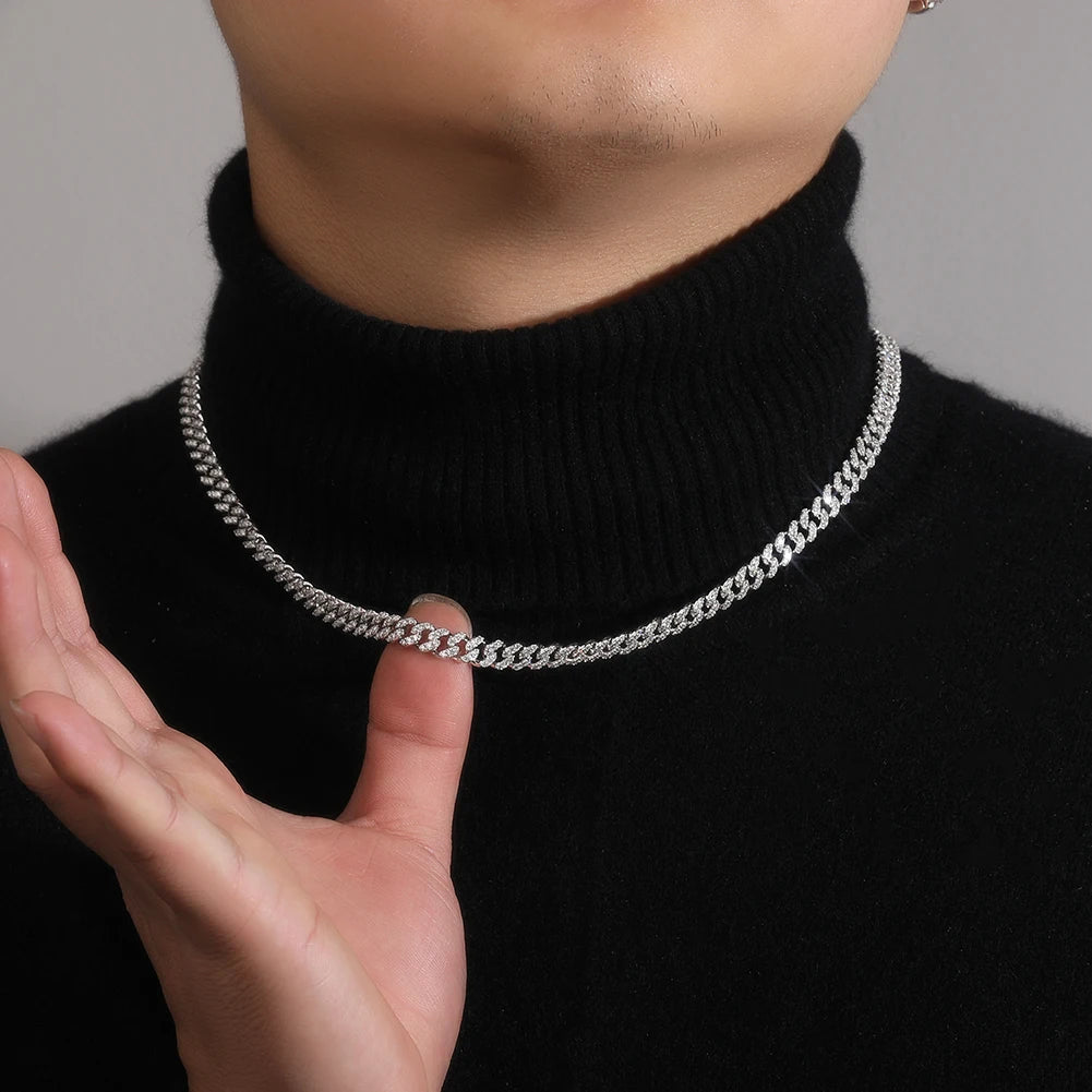 Uwin S925 Moissanite 6mm Cuban Chain Miami Sterling Silver Necklace for Women Bracelets Diamond Tester High Quality Fine Jewelry - Uknowucme