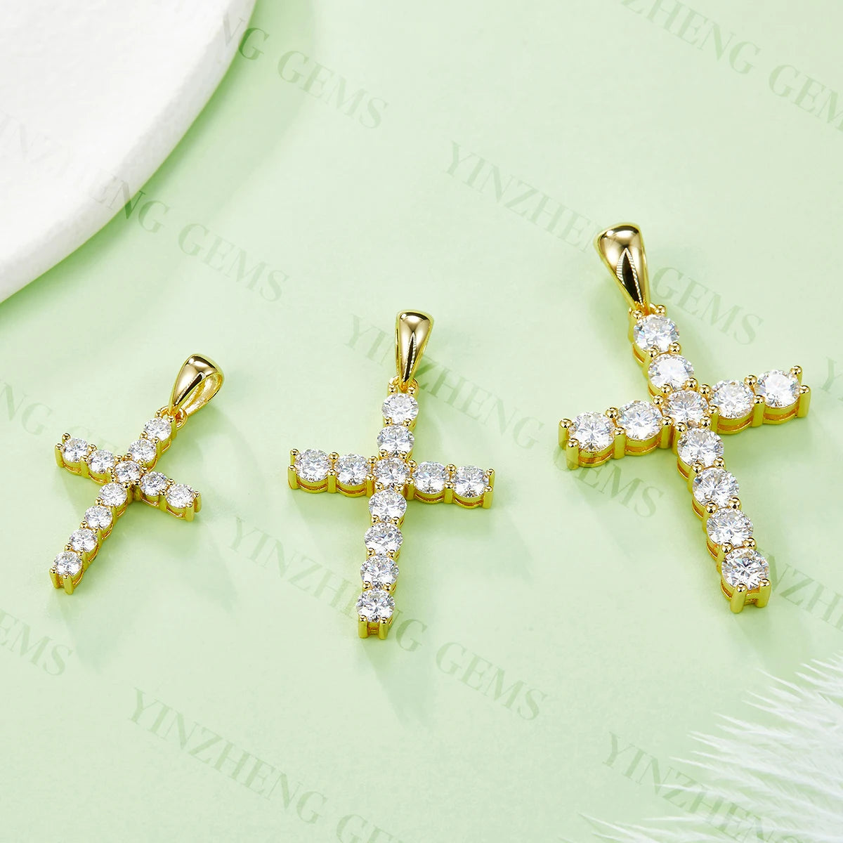 YinZheng Moissanite Jewelry 925 Sterling Silver Cross Pendant D VVS Diamond Moissanite Cross Pendant Hip Hop & Rock Religious - Uknowucme