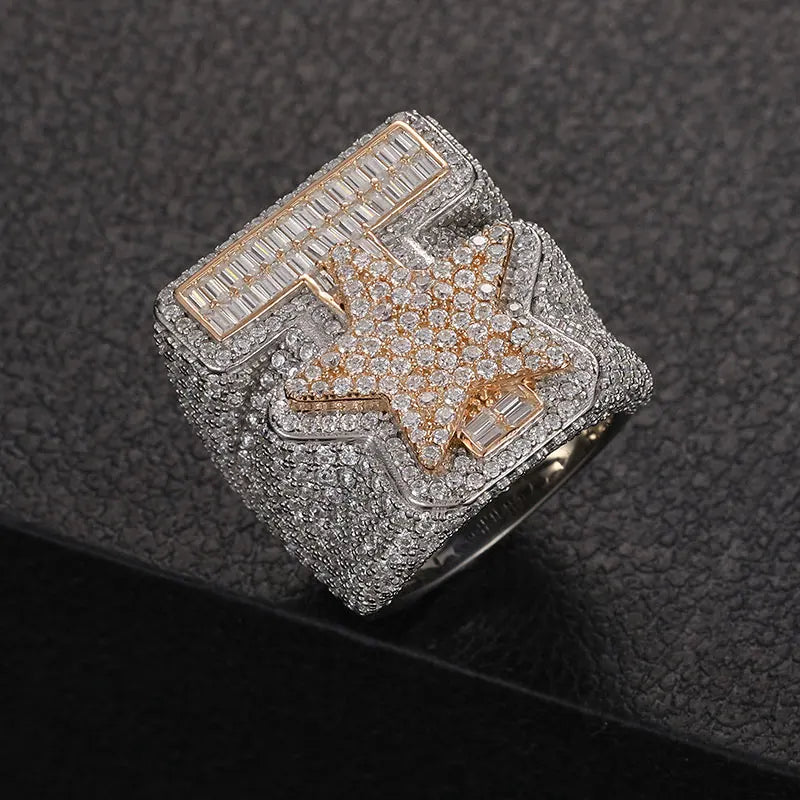 TUHE Unisex Custom letter Ring 925 Silver Skeleton Moissanite Iced Out Hip Hop Rings For Men Hip Hop Jewelry Gifts - Uknowucme