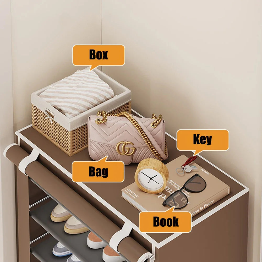 Shoe Rack Organizer Dustproof Shoe Cabinet Multilayer Minimalist Nonwoven Home Furniture Space-saving Cabinets Shoe Shelf - Uknowucme