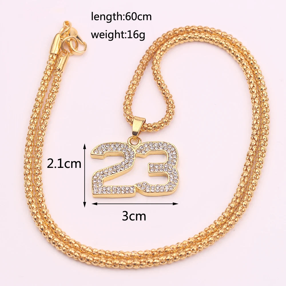 Basketball Hoop Pendant Necklace Basketball Legend Number 23 Drop Necklace Men Hip Hop Rock Neck Chain Jewelry Accessories - Uknowucme