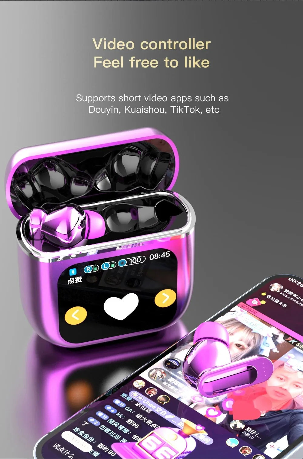 LED Touchscreen SE60 Wireless Bluetooth 5.4 Headphone TWS Earphones Visible Active ANC ENC Noise Cancellation Sport Earphone - Uknowucme