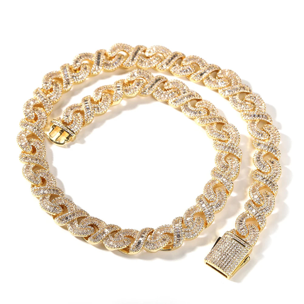 Uwin 12mm Infinity Chain Baguette Cuban Necklace Cubic Zirconia Micropave Charm y2k Jewelry Women Accessories Gifts - Uknowucme