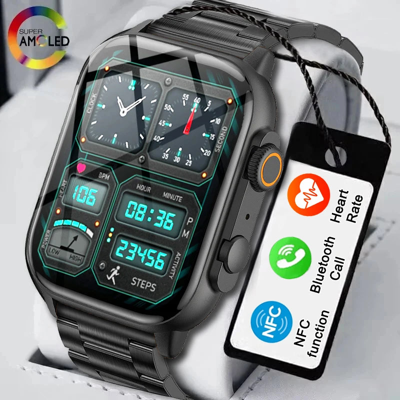 AMOLED Screen Ultra Smart Watch Always Show Time Bluetooth Call Series 8 High Refresh Rtae NFC Smartwatch Men Sport Watch Women - Uknowucme
