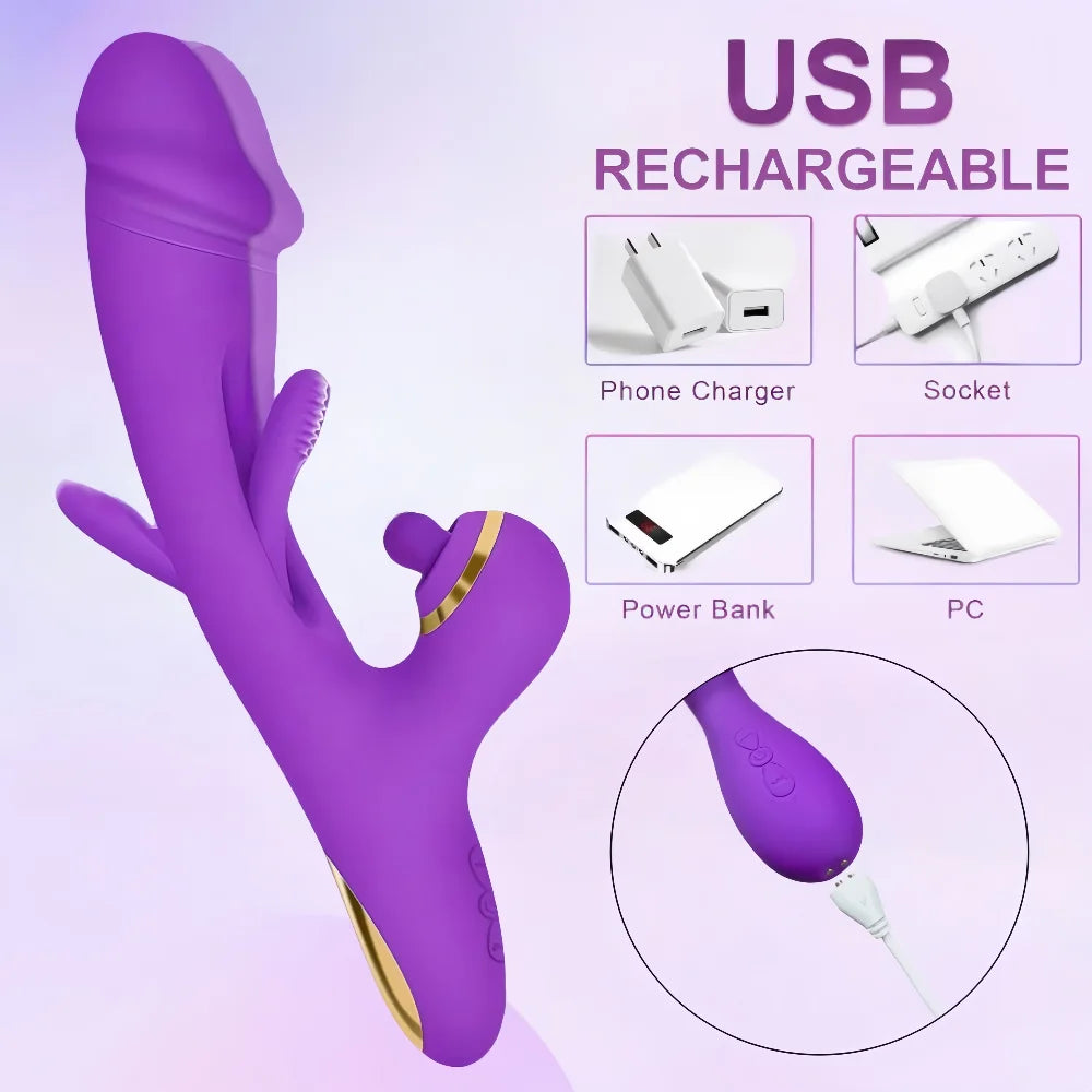 Tapping Vibrator Realistic Fake Clitoral Stimulator Breast g-spot Massager 3 in 1 Powerful Tapping Female Masturbator