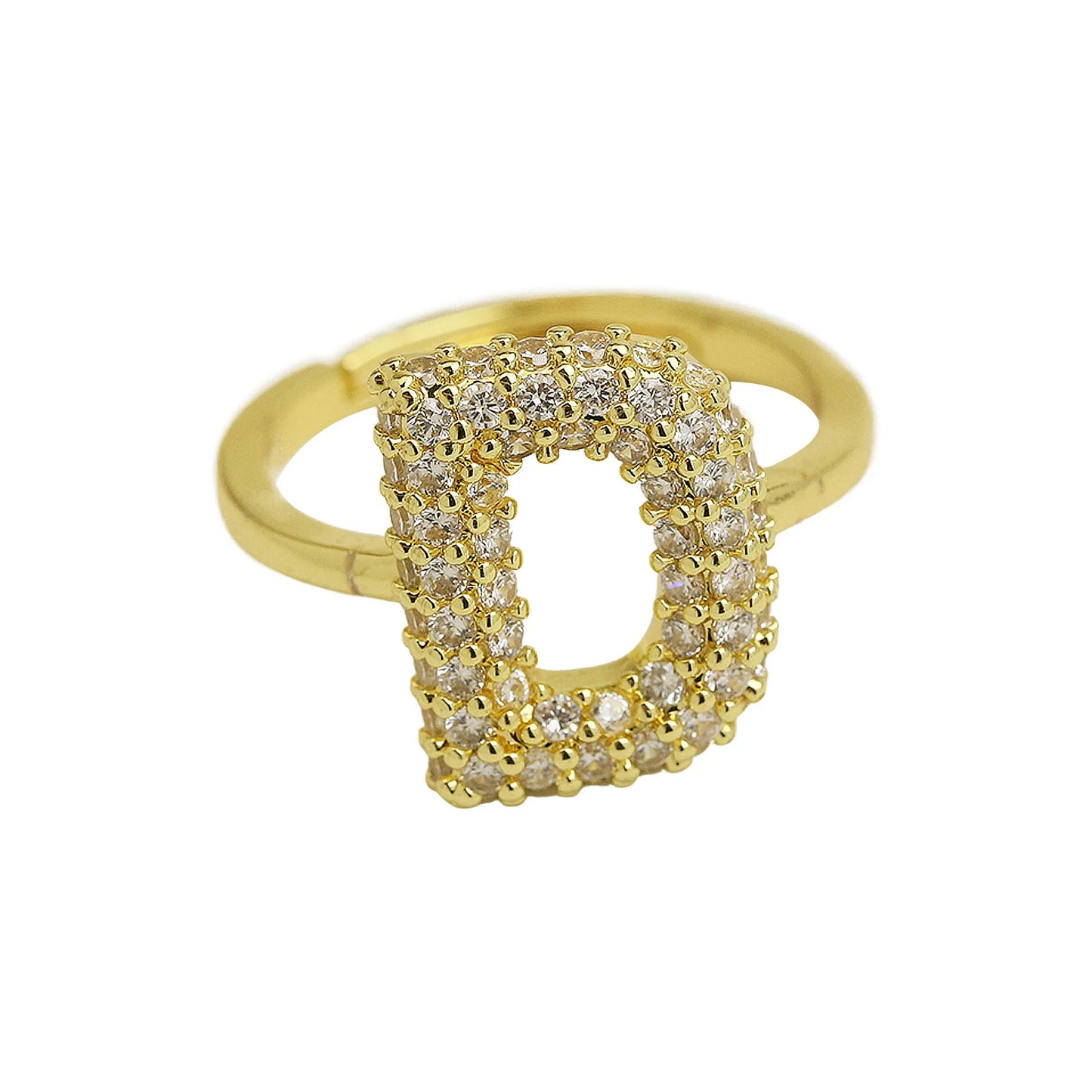 Bubble Cute 26 Letters Ring for Women Balloon Gold Plated Zircon A-Z Letters Open Adjustable Ring Aesthetic Wedding Jewelry Gift - Uknowucme