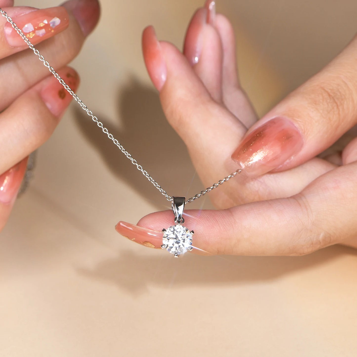 CHARMING 1 Carat Moissanite Necklace Pendant Lab Diamond 925 Silver Rhodium plating for Women Fine Classic Gemstone Necklace - Uknowucme