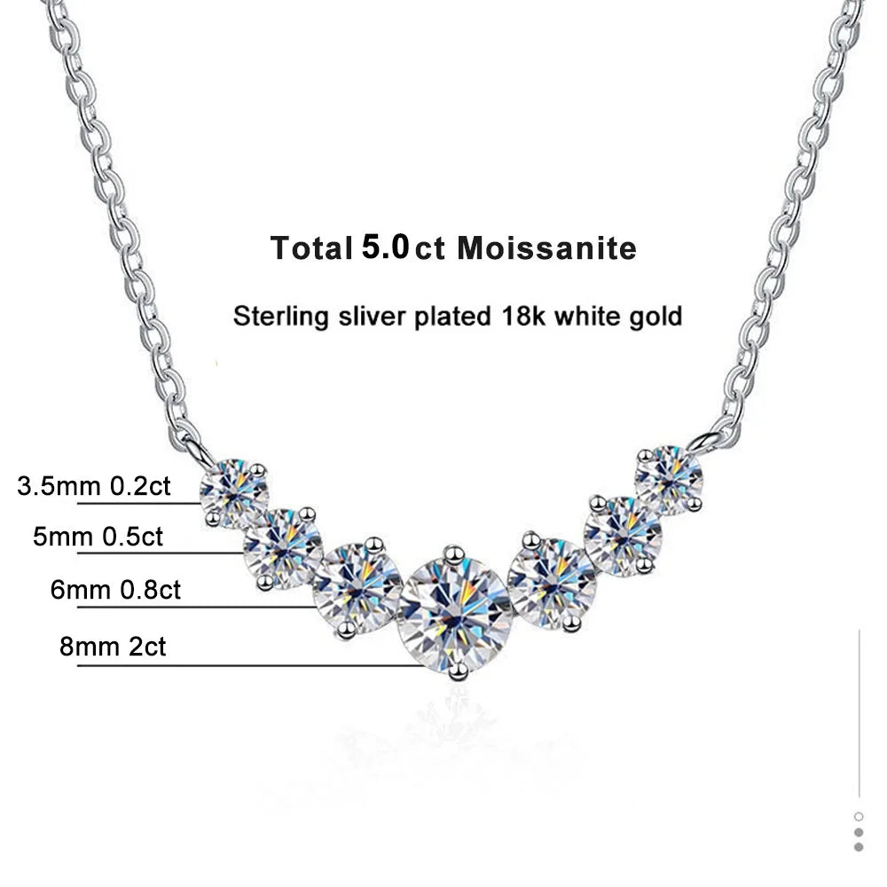 Moissanite Necklace For Woman Wedding Fine Jewely With Certificates 925 Sterling Sliver Plated 18k White Gold Necklace - Uknowucme