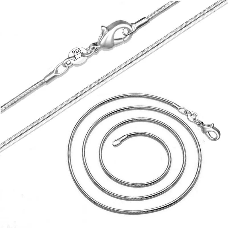 925 sterling silver necklace women, silver fashion jewelry Snake Chain 1mm Necklace 16 18 20 22 24" - Uknowucme
