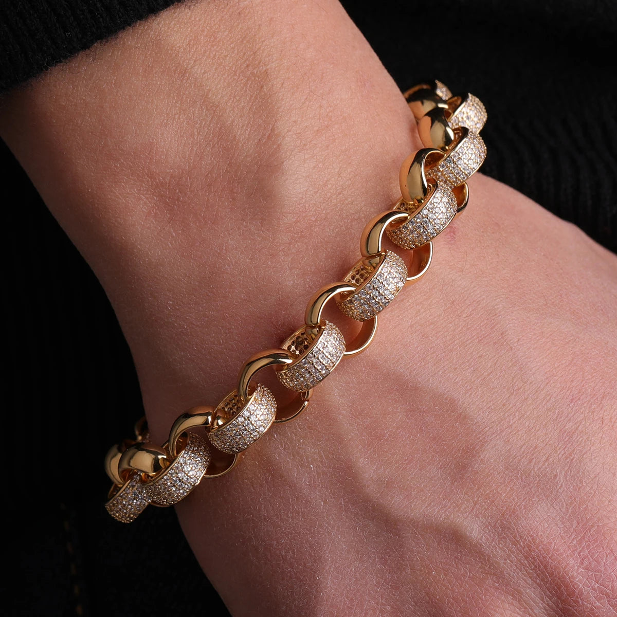 Aokaishen Circle Cuban Link Bracelet for Men Real Copper Gold Color Hip Hop Rock Street Jewelry 2022 Trend Best Sellings - Uknowucme