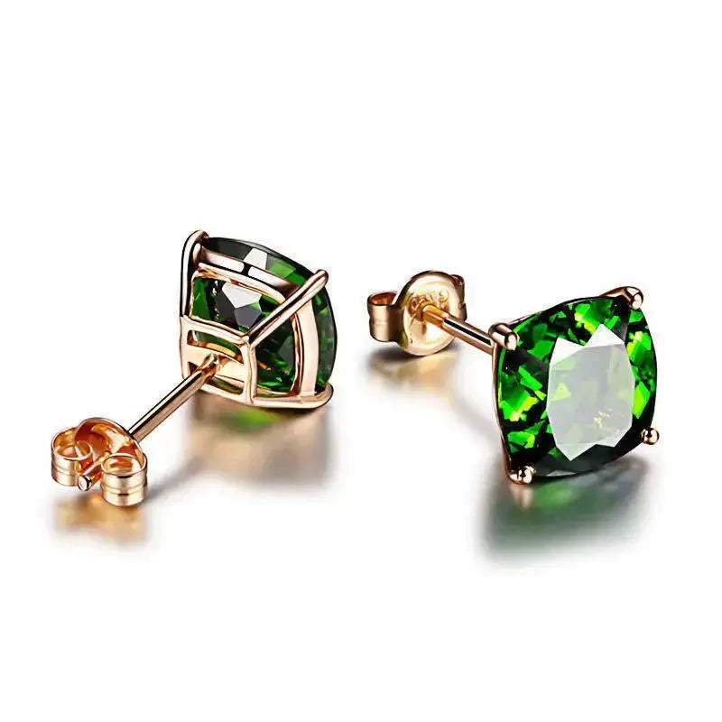 2025 Geometric Green CZ Sparkling Cubic Zirconia Earrings, Suitable for Women's Wedding Parties, Elegant Jewelry - Uknowucme