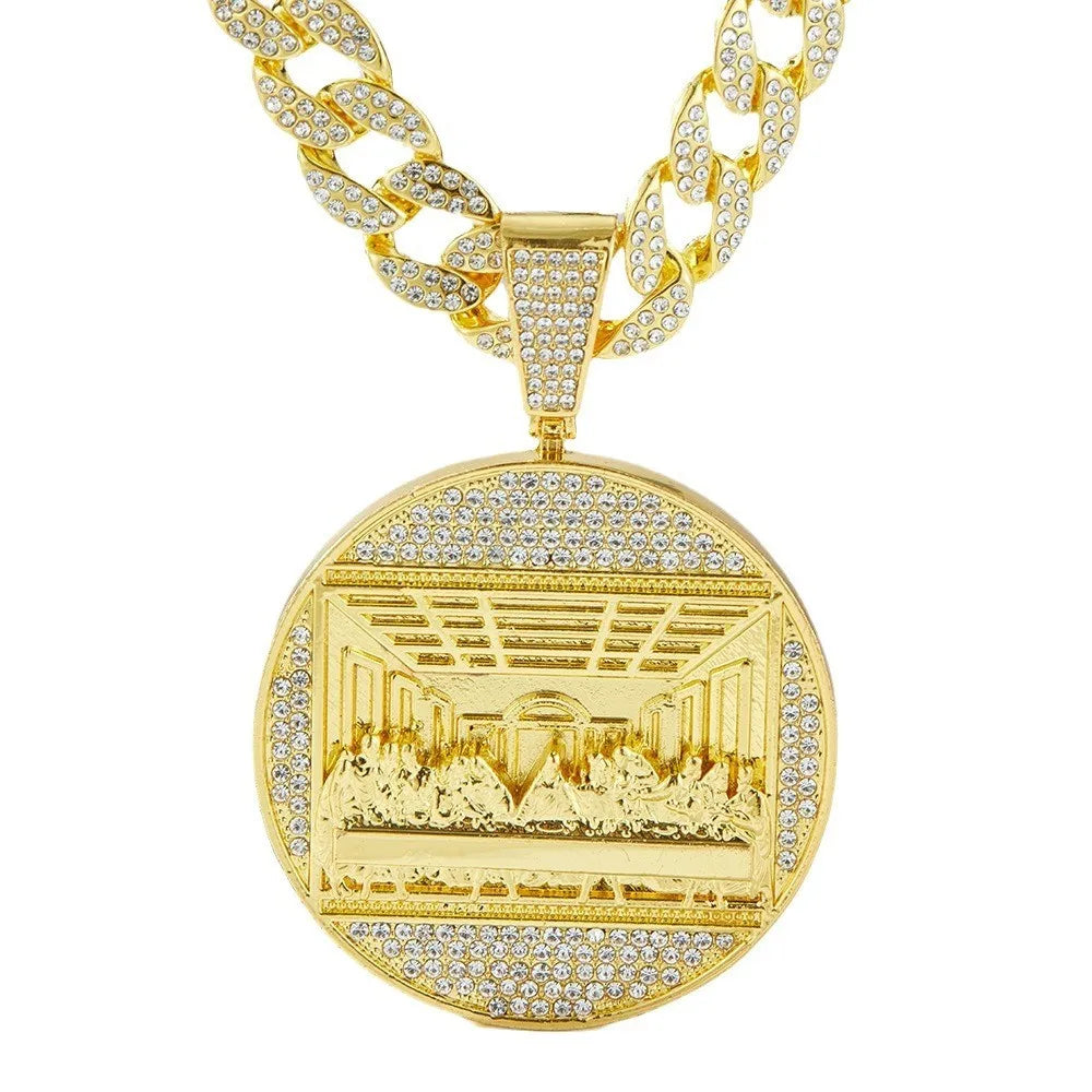 Hip hop Last Supper Pendant Jewelry Necklace Rap Singer Necklace Religious Men and Women Cuban Pop Chain Gift - Uknowucme