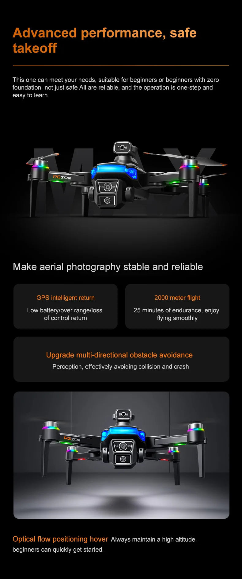 RG706 MAX Drone With 4.5-inch Screen Control,Brushless 360 Obstacle Motor,GPS, Obstacle Avoidance,HD Aerial Photography UAV