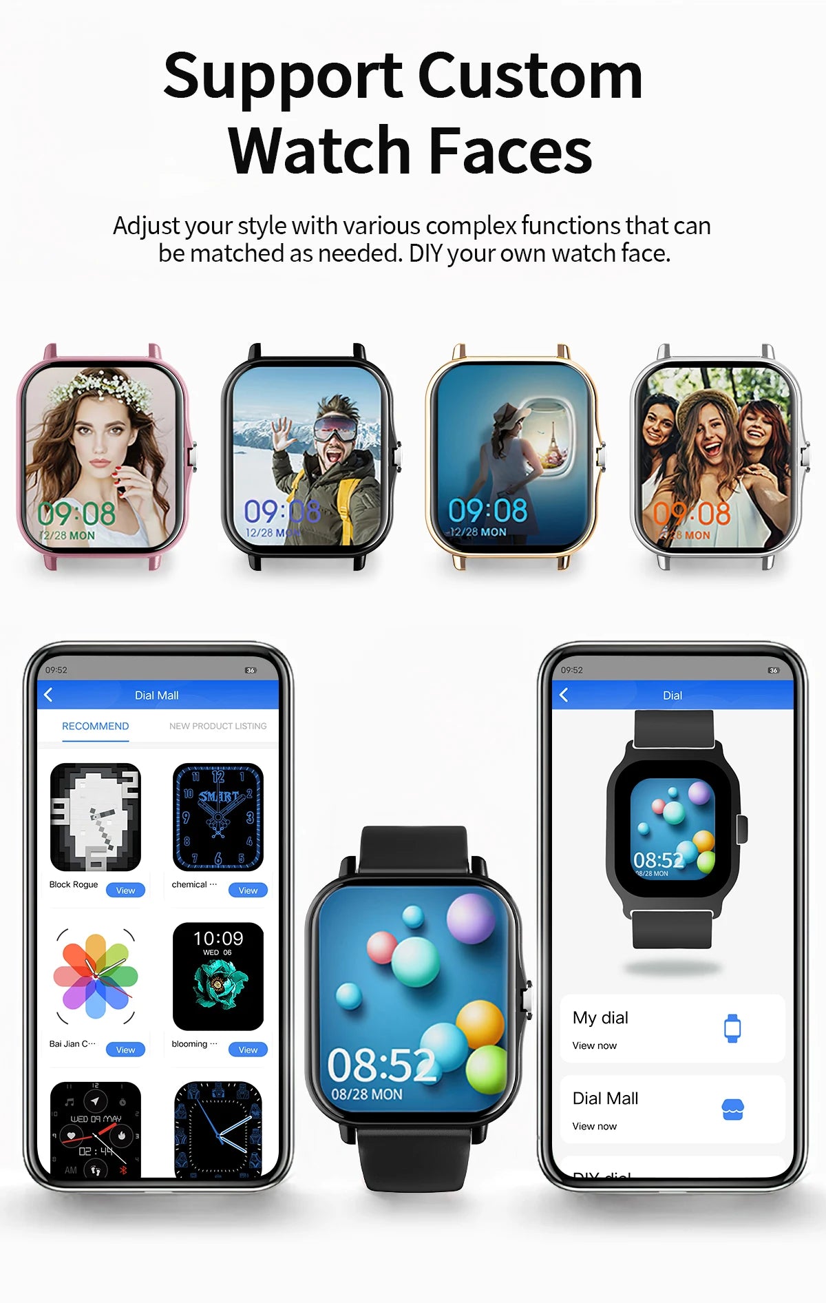 New Smartwatch 1.83'' HD Screen BT Call Health&Sleep Monitoring Kids Smart Watch Waterproof Fashoin Sport Bracelet For Women Men
