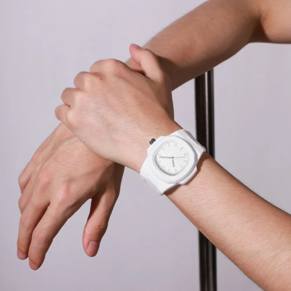 Men Women Watch Classic Orologio Simple Couple Black White Silicone Blue Reloj Quartz Wristwatch Male Man Ladies Student Clock - Uknowucme