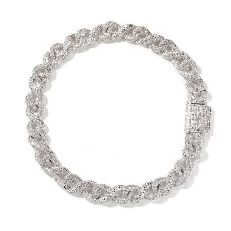 Hip Hop 5A+ CZ Stone Bling Iced Out Infinity Round Cuban Link Chain Necklace for Men Rapper Jewelry Gold Silver Color - Uknowucme