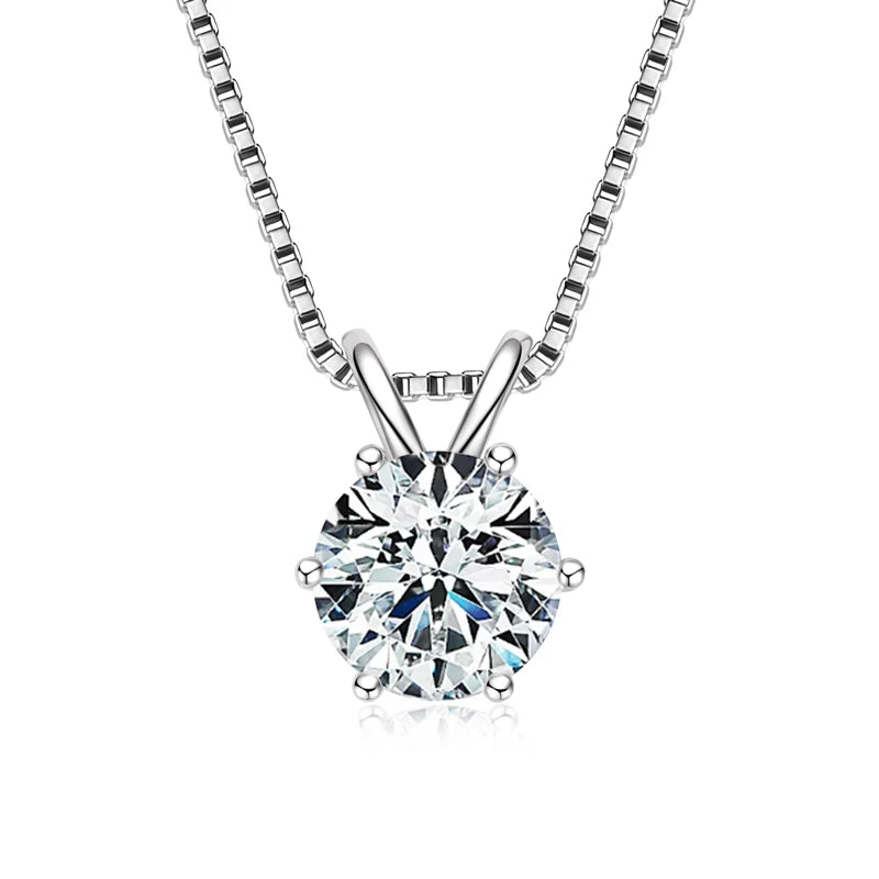 Lnngy 0.5ct-5ct Moissanite Pendant Necklace With Certificate For Women Original Real 925 Silver Chain Solitaire Drop Necklaces - Uknowucme