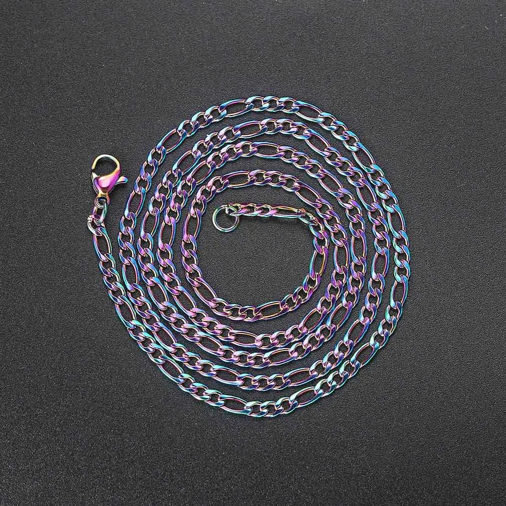 Men 's Figaro Chain Necklace Stainless Steel Minimalist 3mm 60cm Gold Color Fashion New Hip Hop Jewelry Gift Collar Hombres - Uknowucme