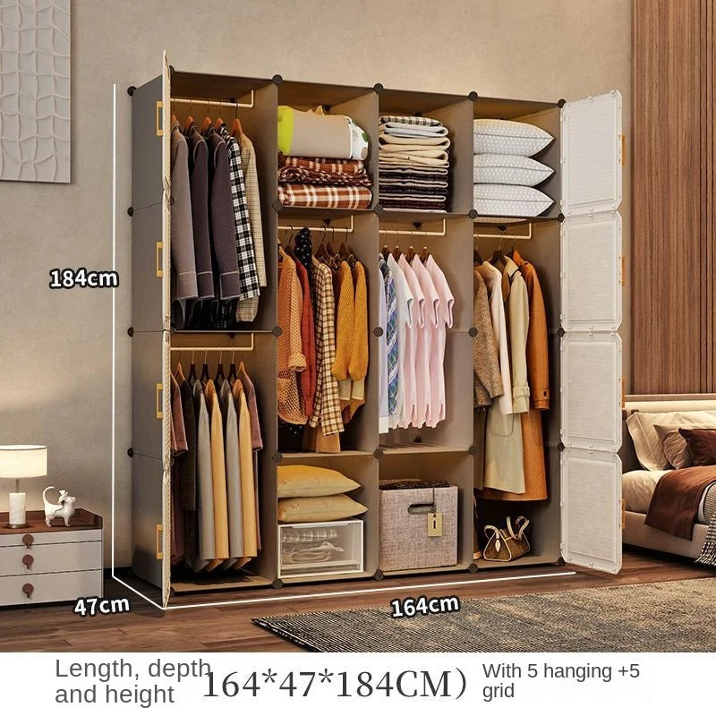 Simplicity Household Wardrobe Bedroom Furniture Clothing Organizer Rack Assemble Storage Cabinets Dustproof Collapsible Locker - Uknowucme
