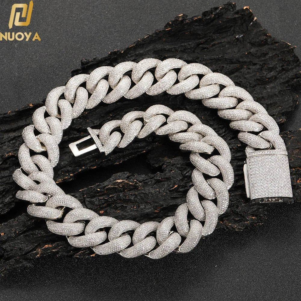 ALINOYA Hip Hop Ice Out 25Mm Miami Cuban Chain Bling Diamond Jewelry Zircon 18K Gold Plated Thick Link Necklace - Uknowucme