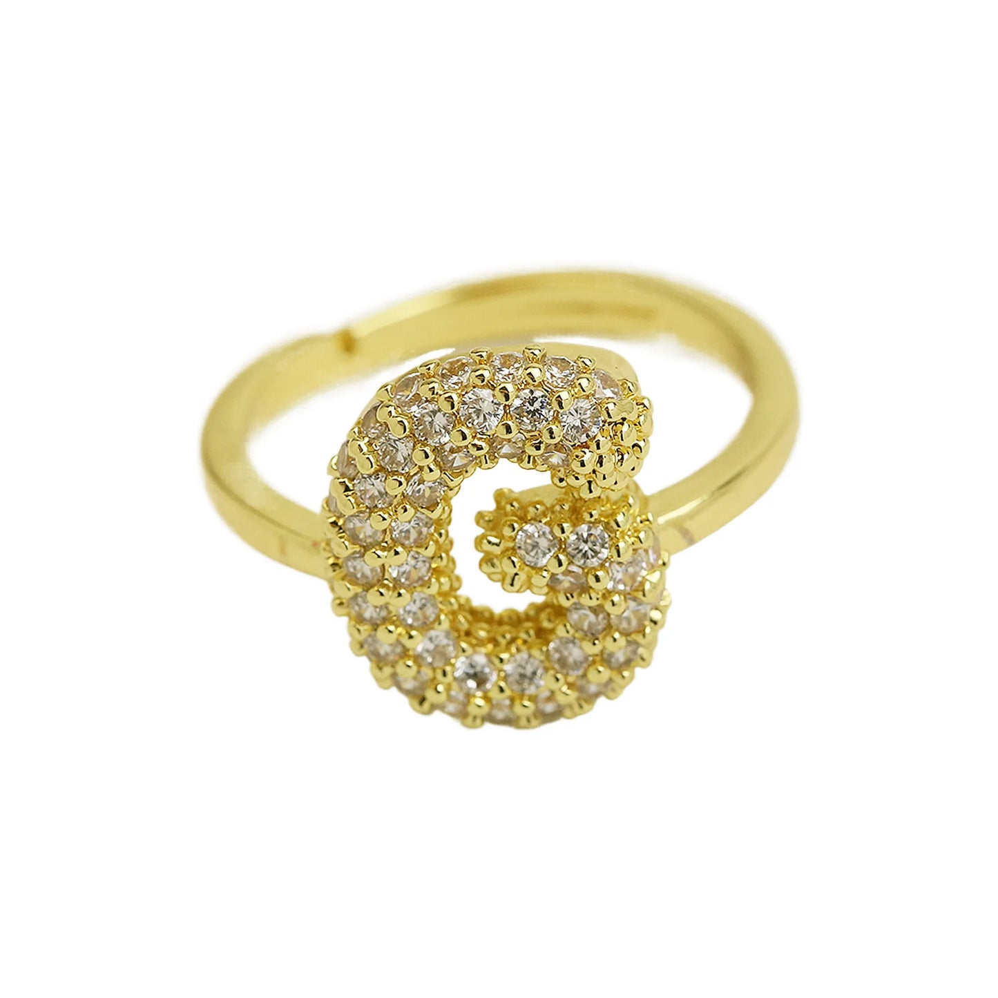 Bubble Cute 26 Letters Ring for Women Balloon Gold Plated Zircon A-Z Letters Open Adjustable Ring Aesthetic Wedding Jewelry Gift - Uknowucme