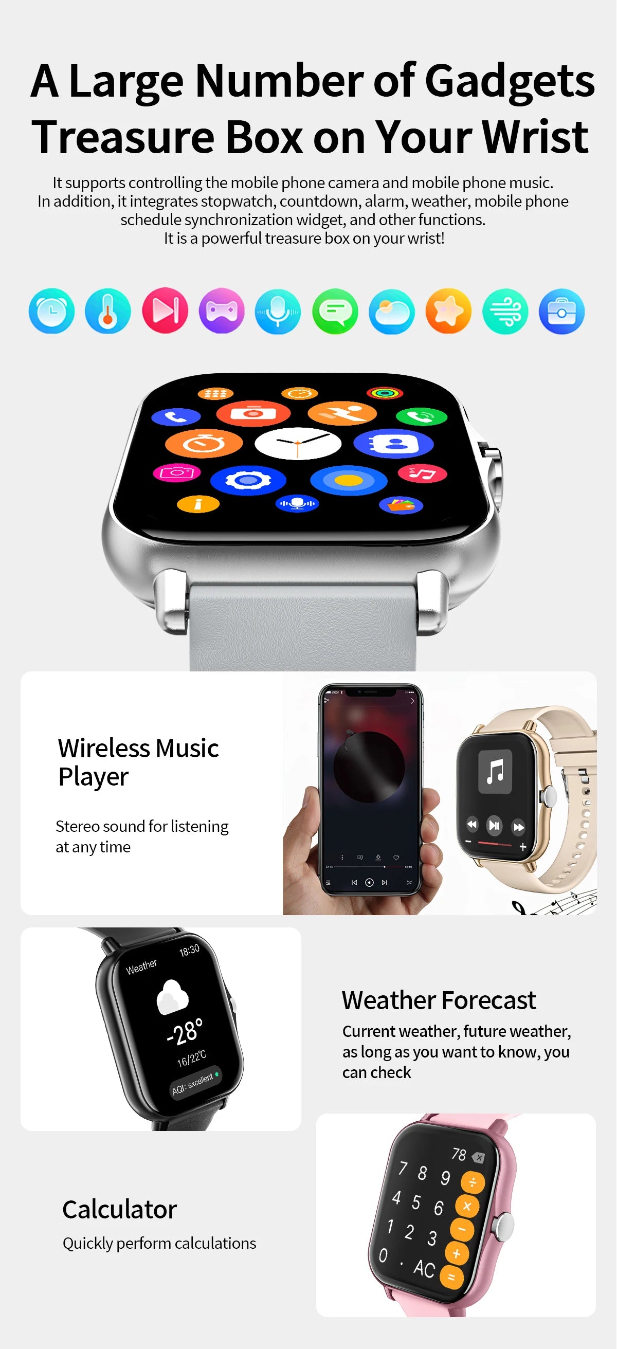 New Smartwatch 1.83'' HD Screen BT Call Health&Sleep Monitoring Kids Smart Watch Waterproof Fashoin Sport Bracelet For Women Men