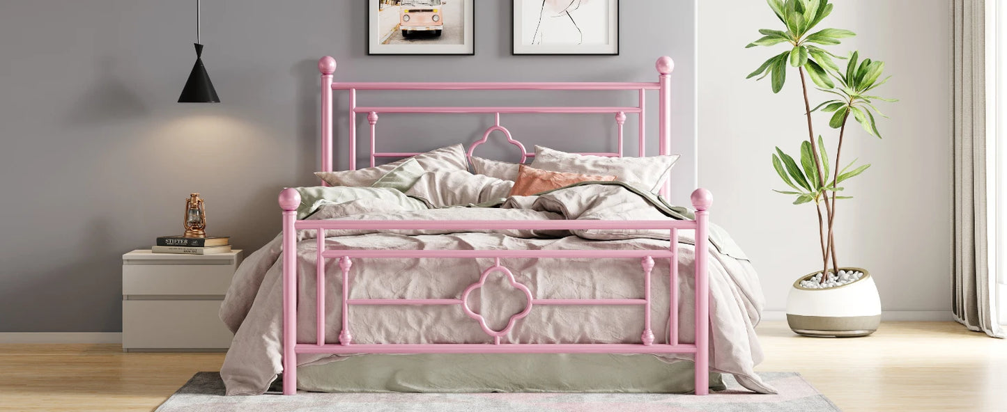 HOOMIC 14 Inch Metal Platform Bed Frame, Vintage Victorian Style, Wrought Iron Headboard and Footboard - Uknowucme