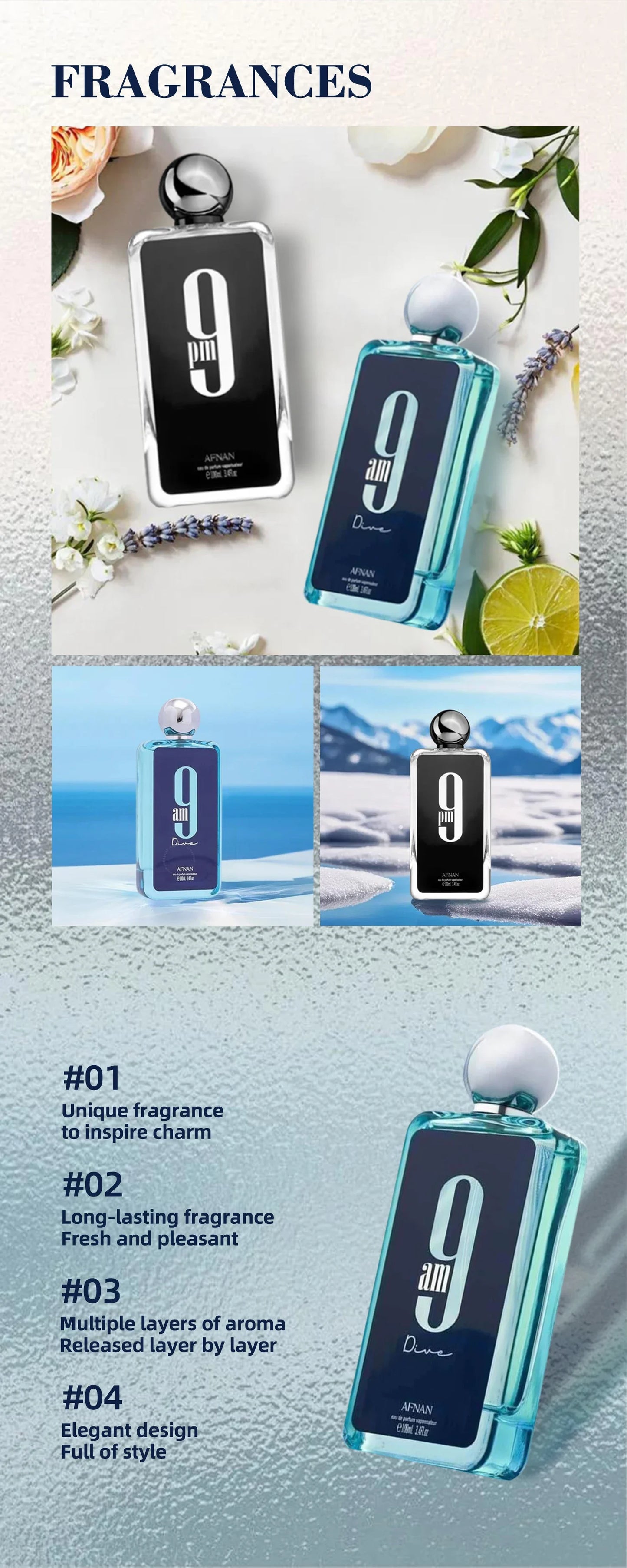Afnan 9 PM For Men 9 AM For Women Eau De Parfum 3.4 Fl. Oz Long-lasting Pheromone Fragrance High Quality Cologne Perfume 100ML - Uknowucme