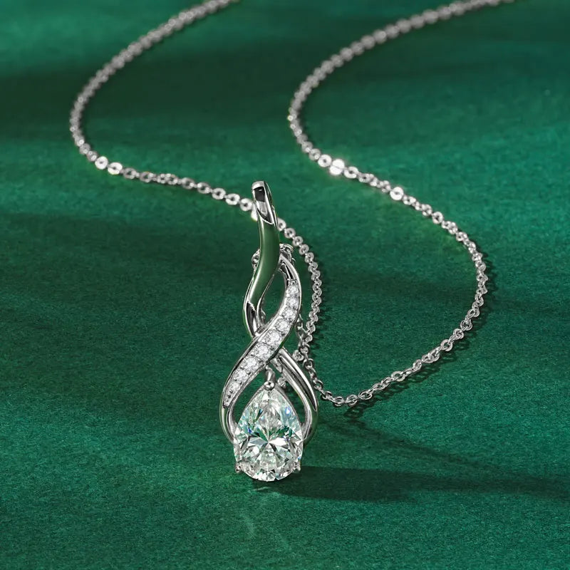 Anziw 7x10mm 2ct Pear Cut Moissanite Infinity Pendant Necklace for Women 925 Sterling Silver Adjustable Chain Fine Jewelry Gift - Uknowucme