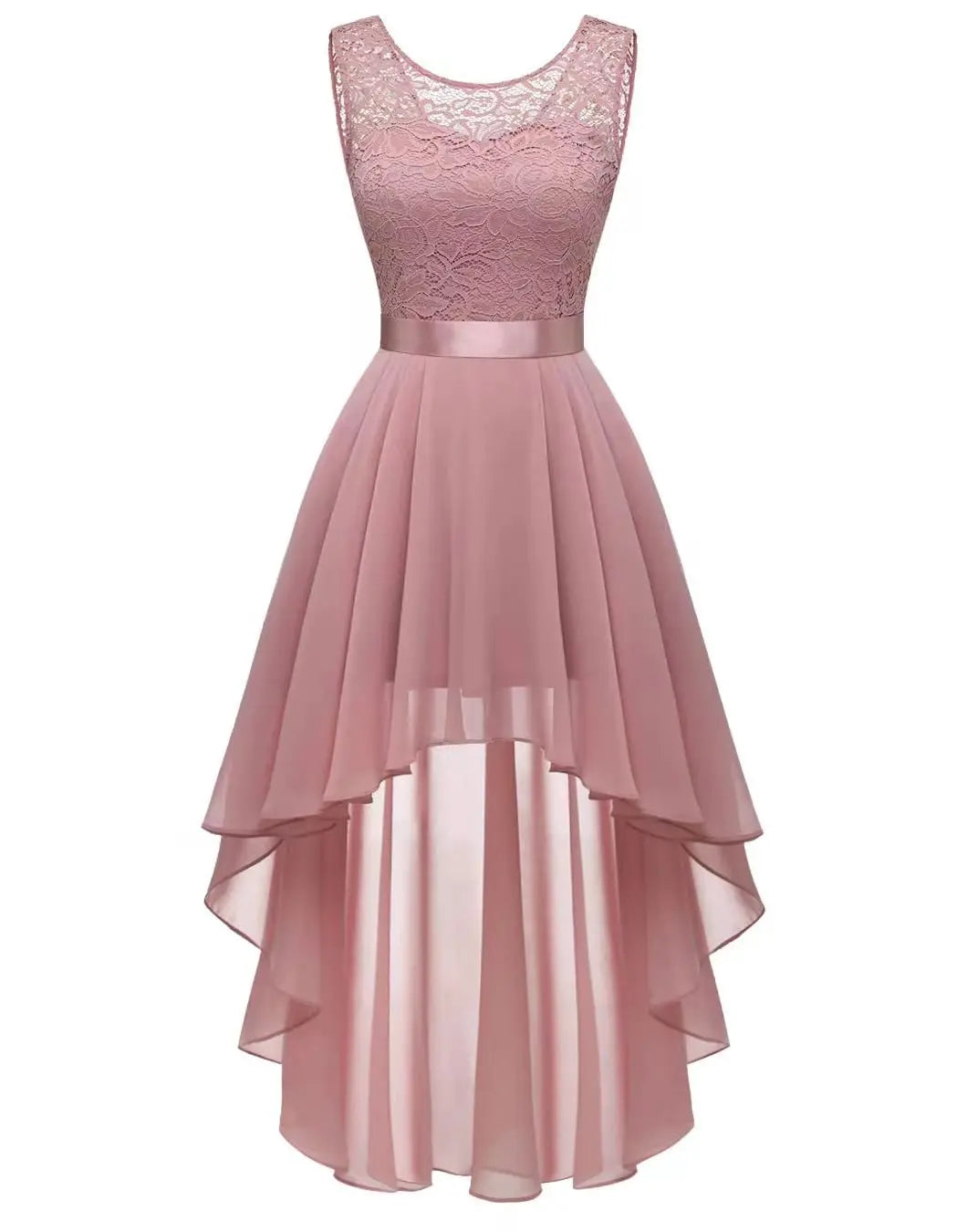Women's Evening Dress Sexy Lace Paneled Chiffon Evening Gowns Ladies Elegant Fashion Solid Sleeveless Backless Midi Party Dress - Uknowucme