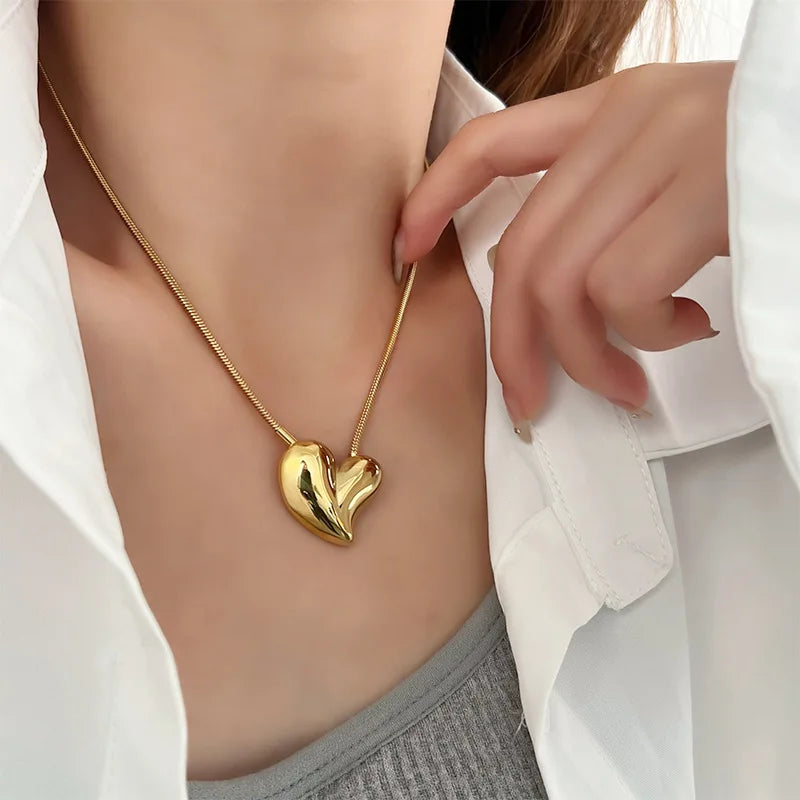 316l Stainless Steel Heart Fashion Stud Earrings Gold Plated Metal Rust Proof Stylish Charm Jewelry Bijoux for Women - Uknowucme