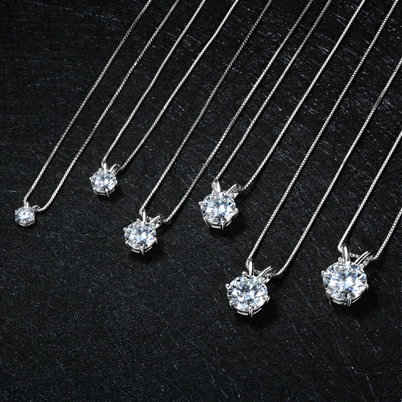 Lnngy 0.5ct-5ct Moissanite Pendant Necklace With Certificate For Women Original Real 925 Silver Chain Solitaire Drop Necklaces - Uknowucme