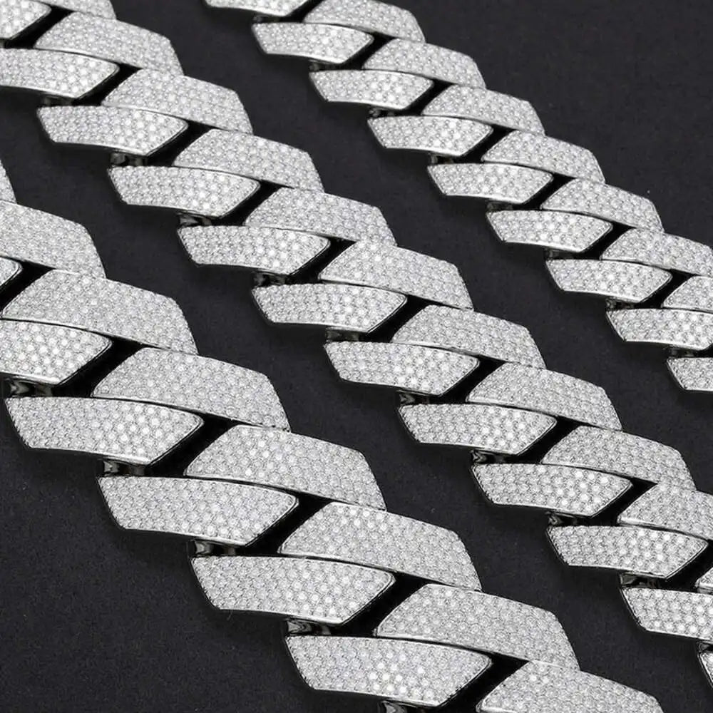Master Rocks Hiphop Necklace 18mm 925 Sterling Silver Iced Out Necklace 4 Rows Moissanite Cuban Link Chain - Uknowucme