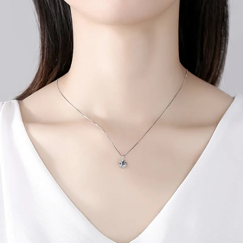 Butterflykiss 1 CT Real Moissanite Pendant Necklace For Women Top Quality 925 Sterling Silver Wedding Party Bridal Fine Jewelry - Uknowucme