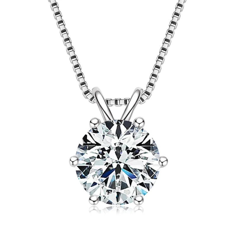 Lnngy 0.5ct-5ct Moissanite Pendant Necklace With Certificate For Women Original Real 925 Silver Chain Solitaire Drop Necklaces - Uknowucme