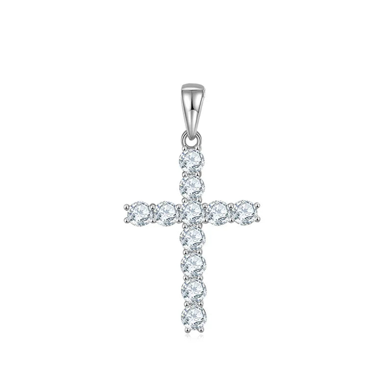 YinZheng Moissanite Jewelry 925 Sterling Silver Cross Pendant D VVS Diamond Moissanite Cross Pendant Hip Hop & Rock Religious - Uknowucme