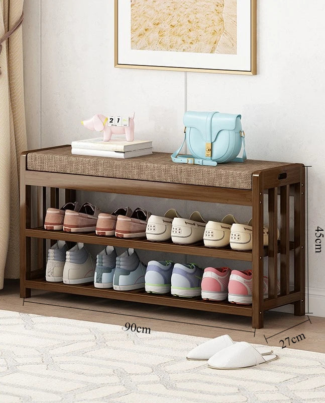 Shoe change stool Home door entry bench Solid wood shoe stool Storage shoe rack Simple bench Soft bag Sofa stool - Uknowucme