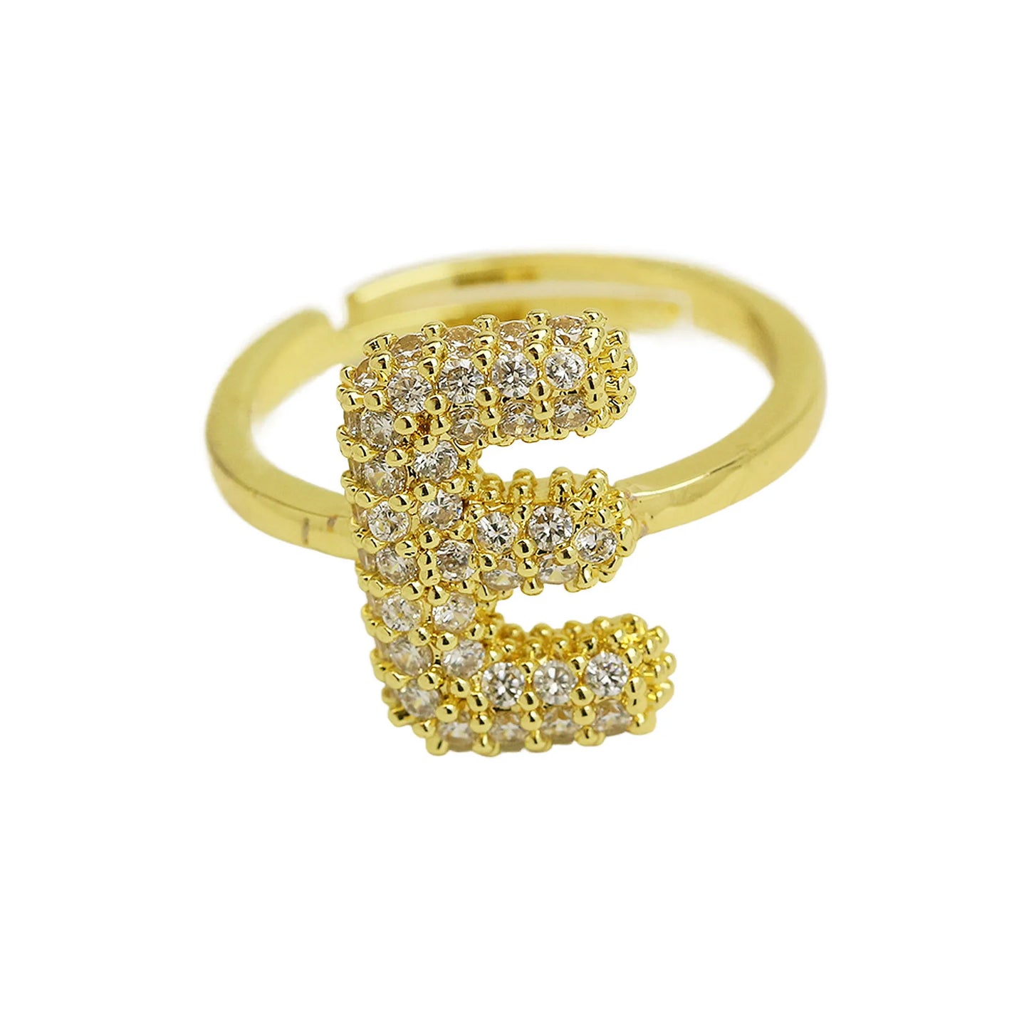 Bubble Cute 26 Letters Ring for Women Balloon Gold Plated Zircon A-Z Letters Open Adjustable Ring Aesthetic Wedding Jewelry Gift - Uknowucme