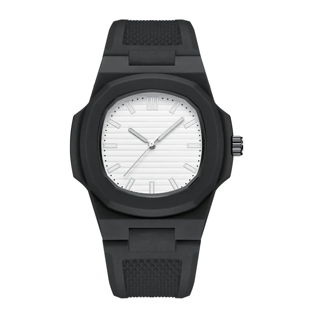Men Women Watch Classic Orologio Simple Couple Black White Silicone Blue Reloj Quartz Wristwatch Male Man Ladies Student Clock - Uknowucme