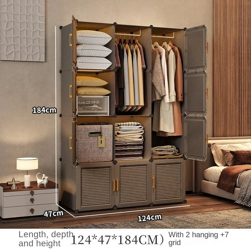 Simplicity Household Wardrobe Bedroom Furniture Clothing Organizer Rack Assemble Storage Cabinets Dustproof Collapsible Locker - Uknowucme