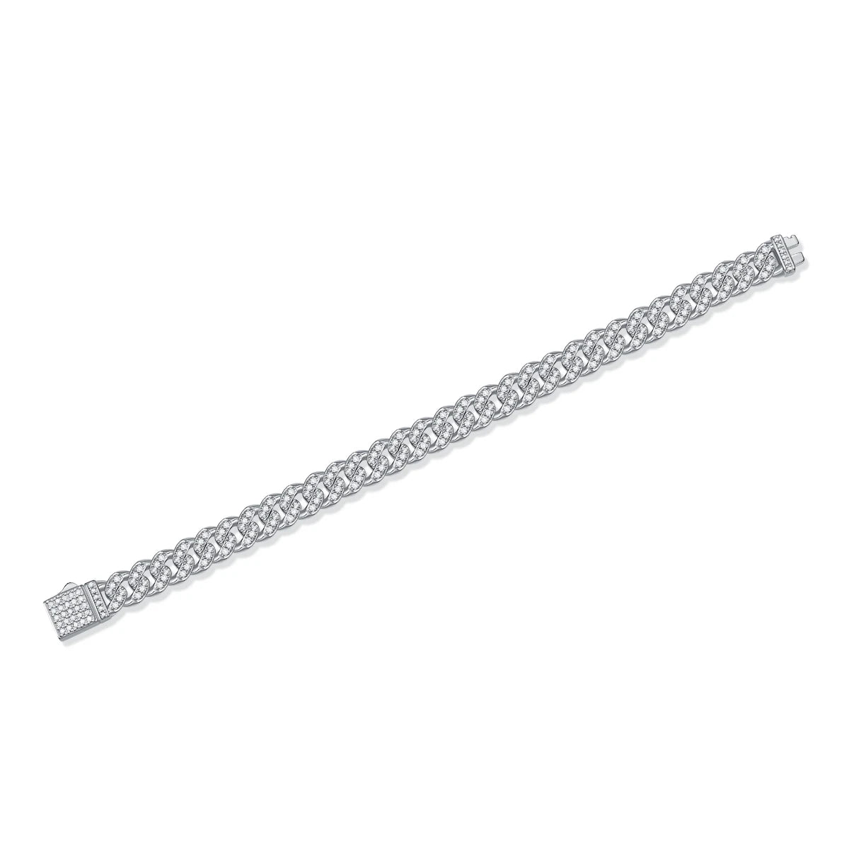 JIU ZUAN S925 Silver Moissanite Light Of Faith LuxuriousBracelet For Men And Women, Cuban Chain,For Engagement, Anniversary, - Uknowucme