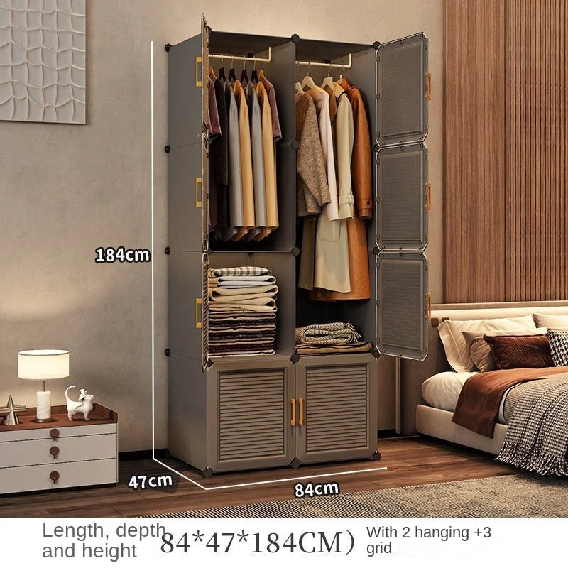 Simplicity Household Wardrobe Bedroom Furniture Clothing Organizer Rack Assemble Storage Cabinets Dustproof Collapsible Locker - Uknowucme